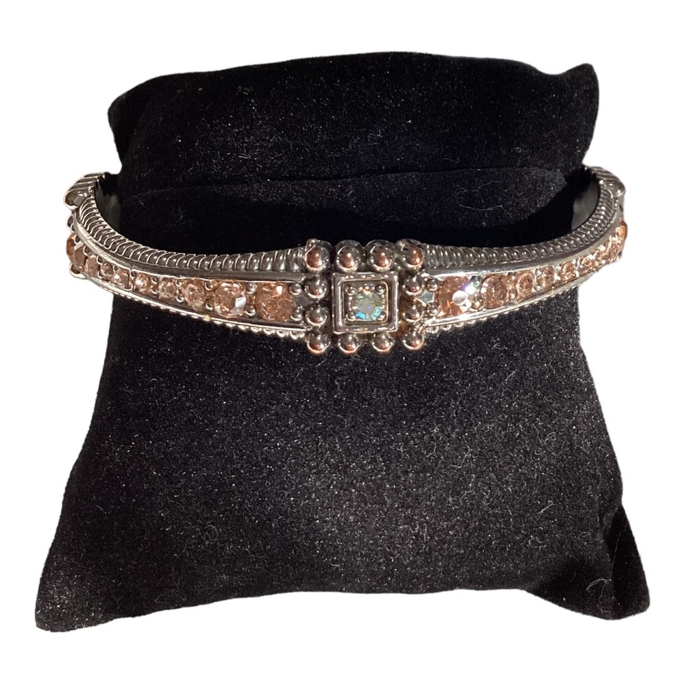 Lauren Conrad Bangle Silver Tone Aurora Borealis And Champagne Crystal Accents